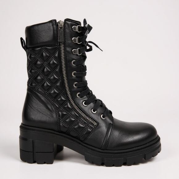 Unity in Diversity Boots Dream of Me Womens 7.5 EU38 Quilted Black Leather Zip - Picture 1 of 12